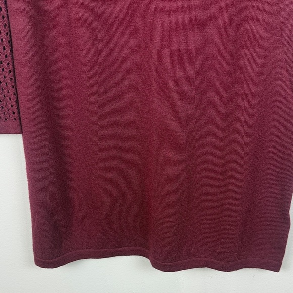 Cynthia Rowley 100% Extra-fine Merino Wool Deep Red Long Sleeve Medium Dress - Picture 9 of 13